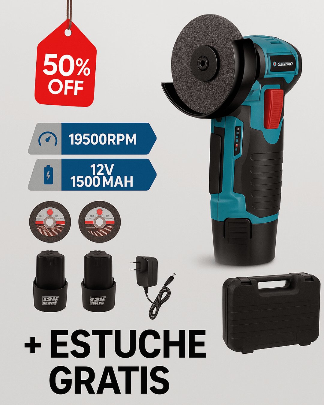 Amoladora Angular Inalámbrica 12V – Compacta, Potente y Lista para Todo